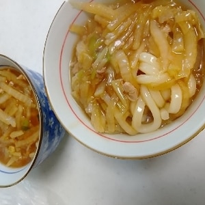 大根と白菜の肉あんかけ鍋うどん